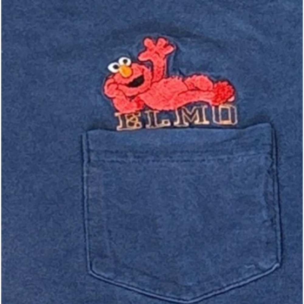Vintage Sesame Street Single Stitch Elmo Pocket T-Shirt Medium Navy